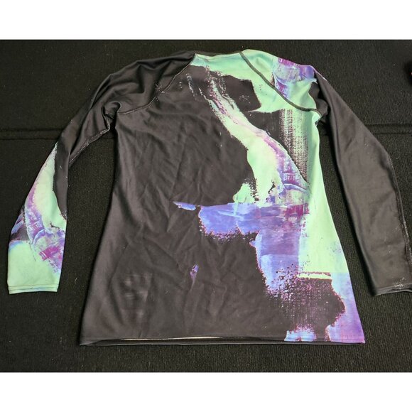 Colorful Long Sleeve Rash Guard Shirt Size L 82% Polyester 18% Spandex Made In U - Picture 5 of 7